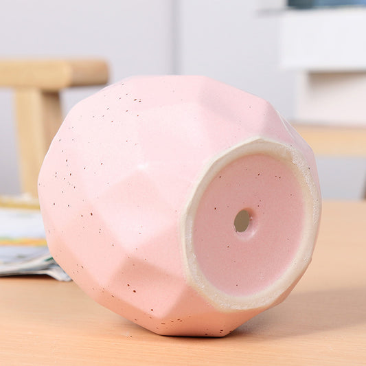 Textured Geometric Ceramic Plant Pot