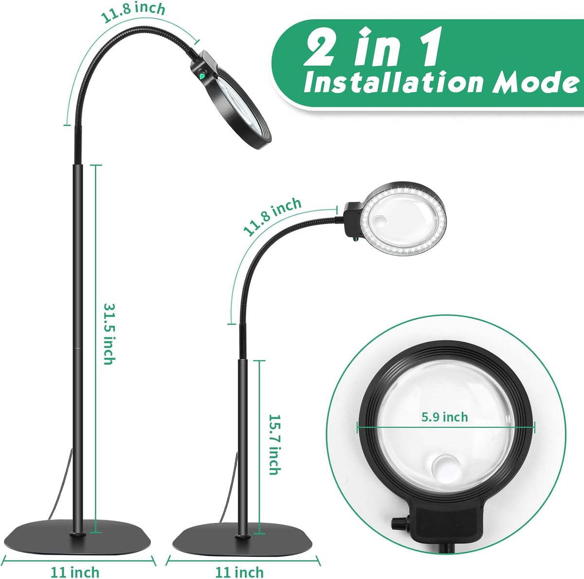 Full-page magnifier with LED light – Hands-free reading aid for books, crafts & hobbies