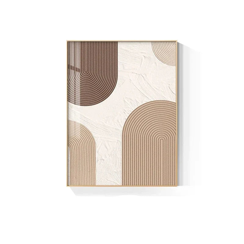 Beige Geometric Lines Modern Abstract Canvas Wall Art for Home Decor