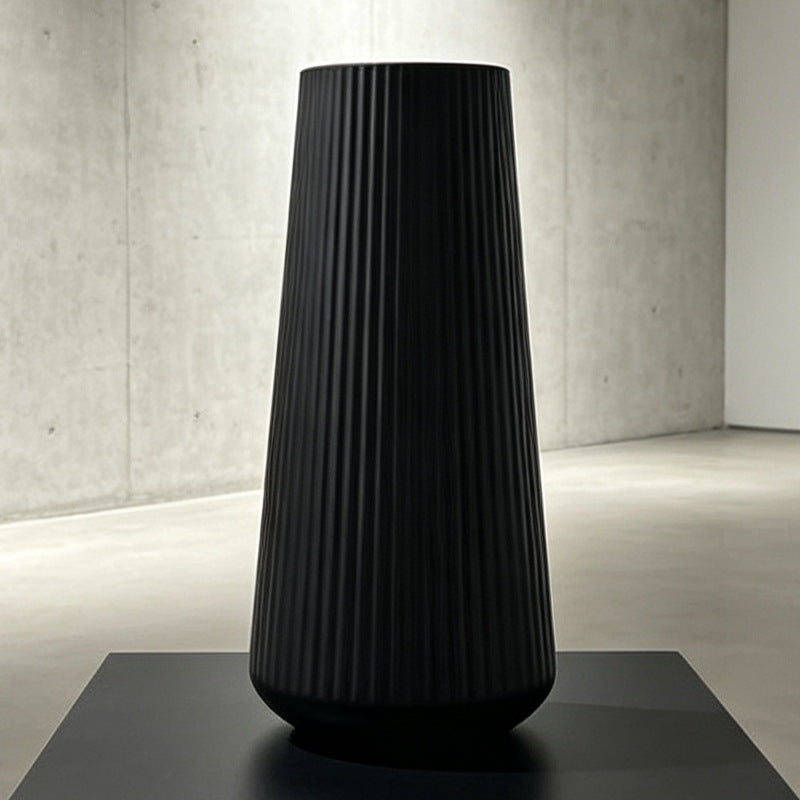 Modern Vertical Ribbed Ceramic Vase