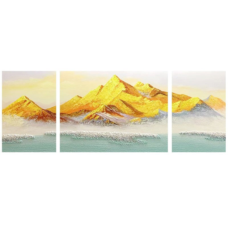 Textured Mountain Landscape Triptych Artwork Homeandso