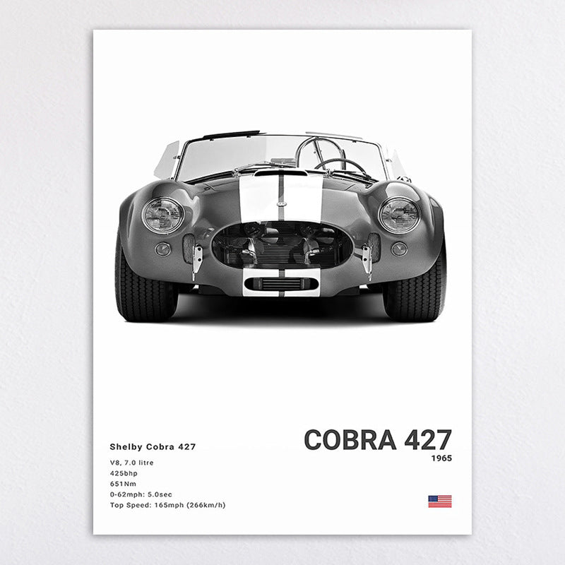 Vintage-Inspired Ford Mustang GT500 Art Print Homeandso