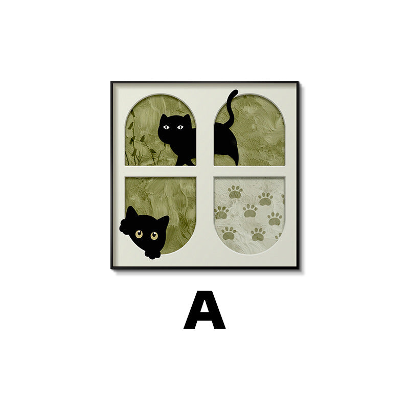Framed Cat-Themed Art Plaque Homeandso