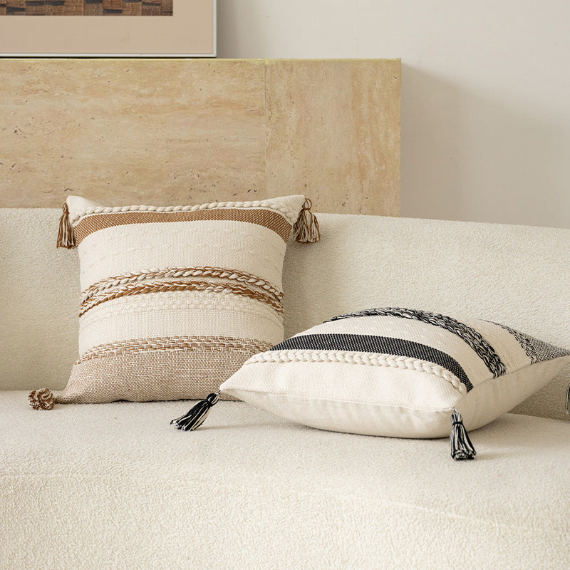 Textured Woven Fringe Pillow