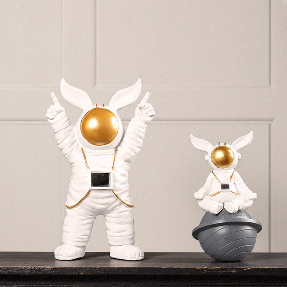 Astronaut Bunny Decorative Figurine Set Homeandso