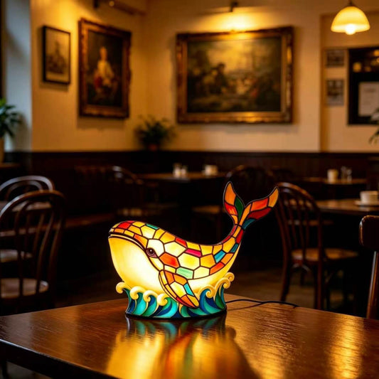 Stained Glass Dolphin Table Lamp
