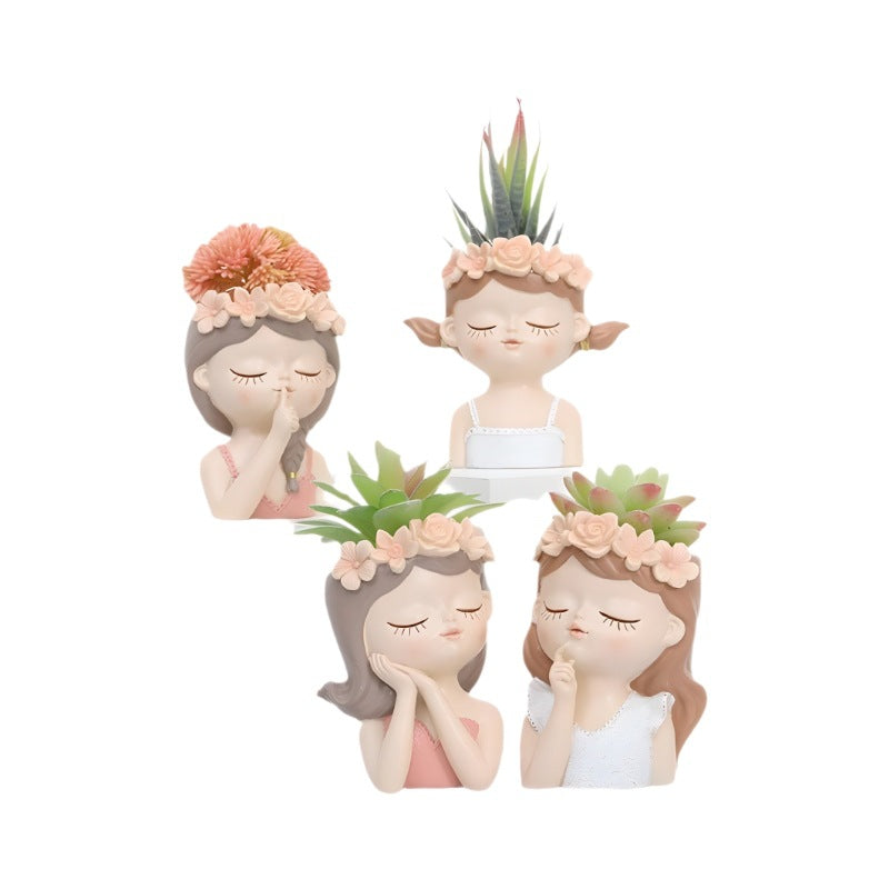 Decorative Flower Girl Planter Homeandso