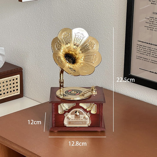 Vintage-Inspired Miniature Gramophone Decor