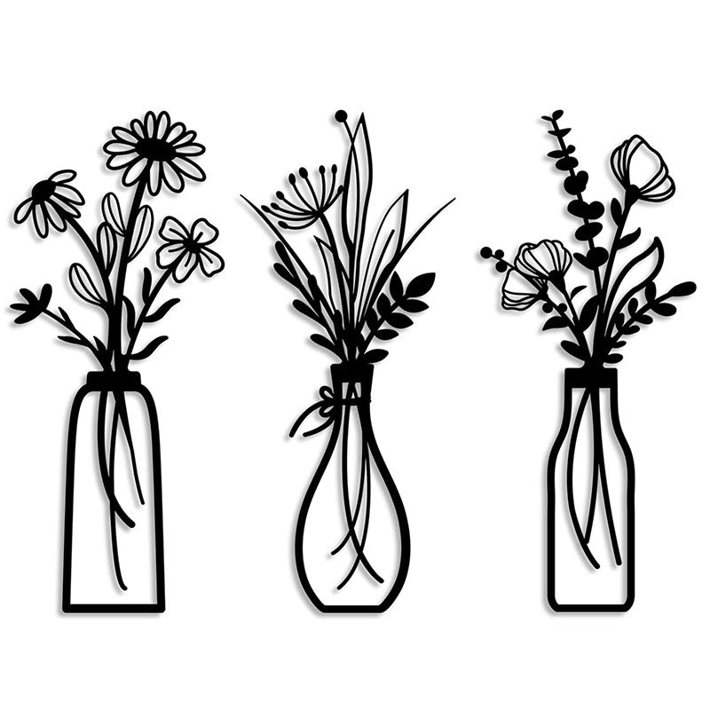 Decorative Floral Metal Wall Vase Homeandso