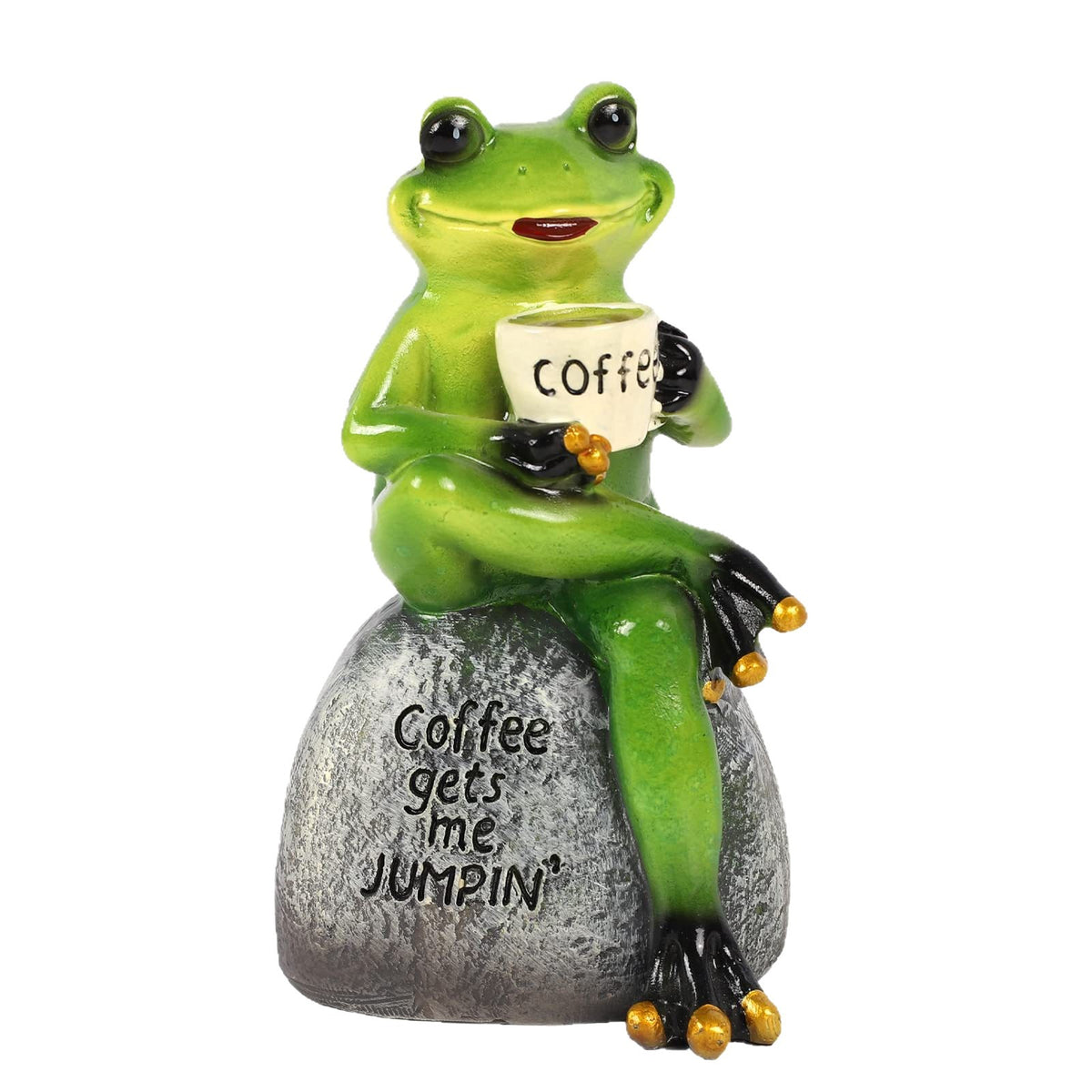 Coffee-Themed Frog Figurine Homeandso