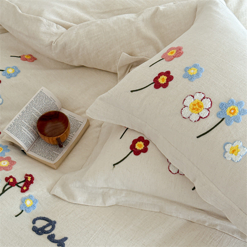 Decorative Embroidered Floral Bedding Set Homeandso