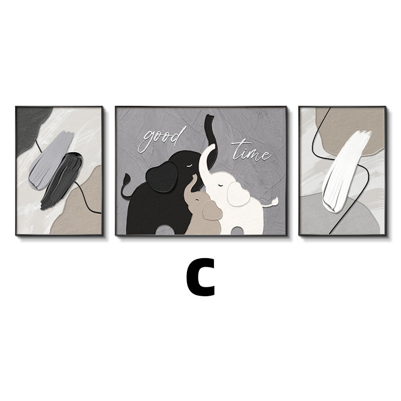 Abstract Elephant-Themed Triptych Canvas Art Homeandso
