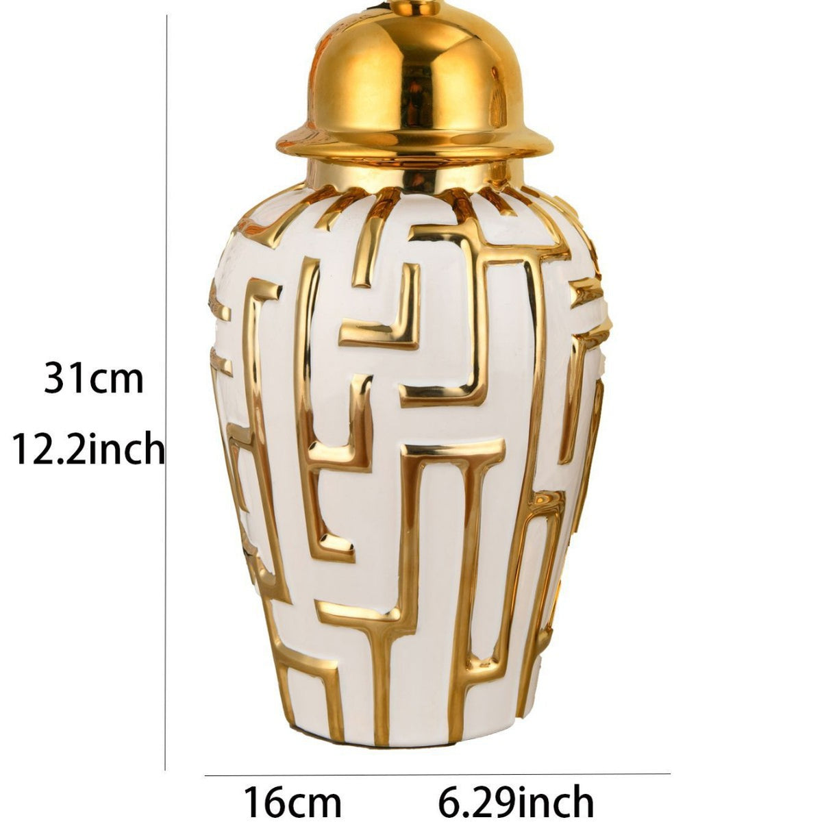 Decorative Geometric Pattern Lidded Jar Homeandso