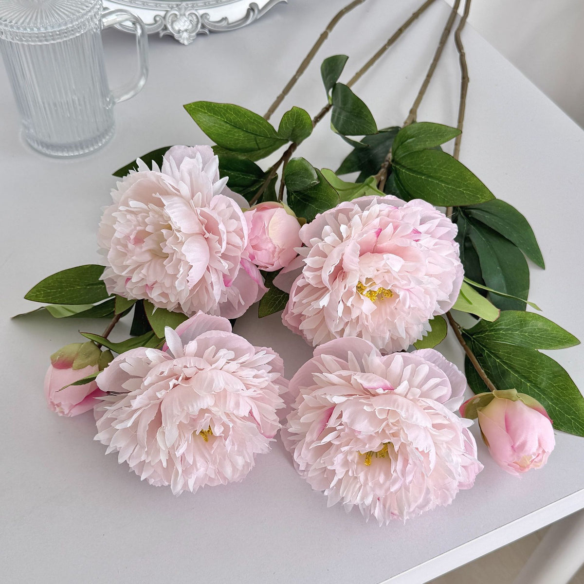 Realistic Peony Floral Stem for Home Decor