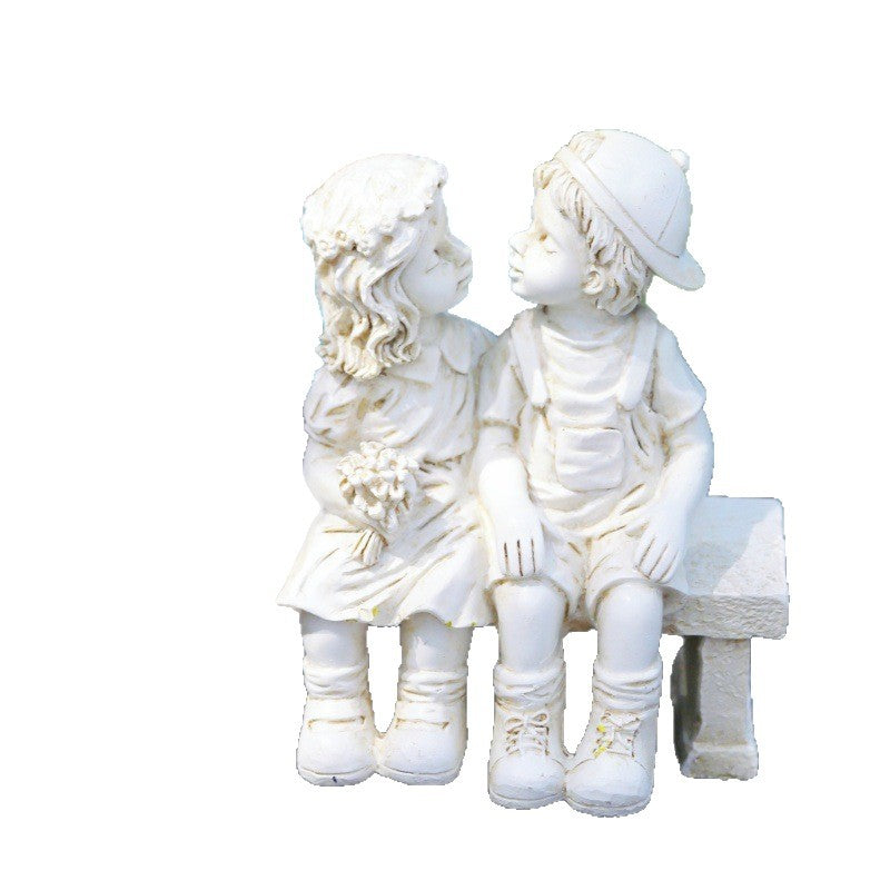 Cute Children Sitting Sculpture Homeandso