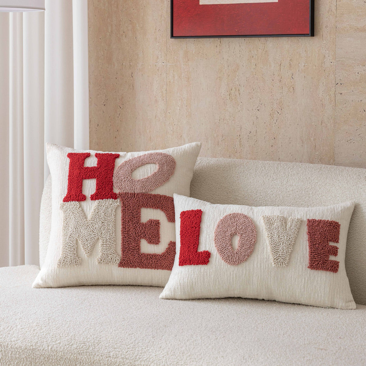 Textured Love Embroidered Throw Pillow