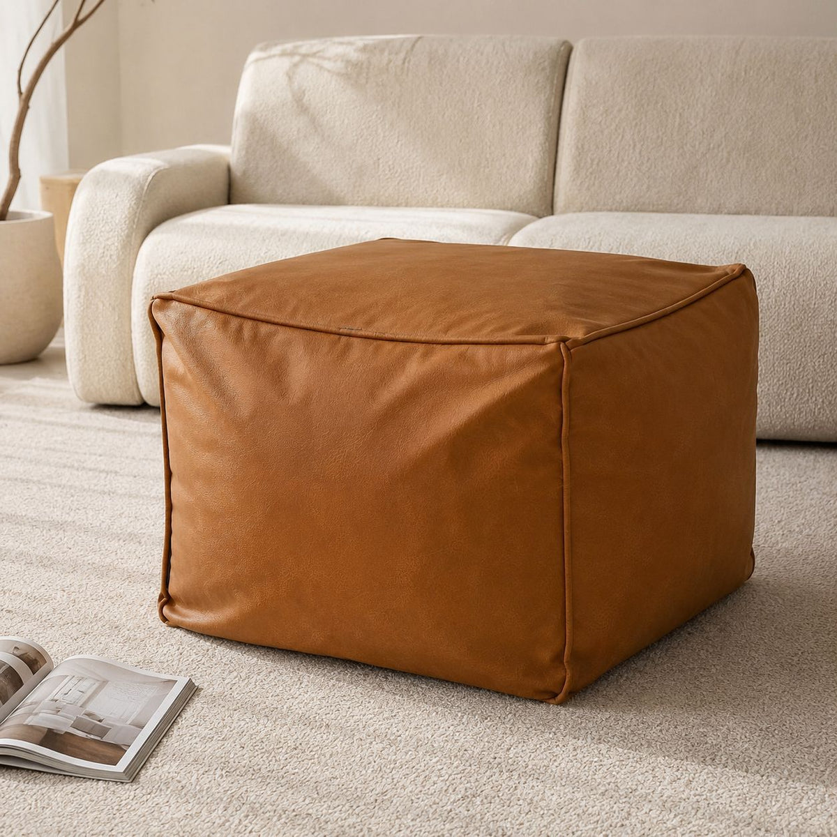 Leder Pouf Hocker