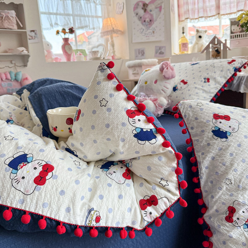Heart Patterned Decorative Pillow and Duvet Cover Set Homeandso