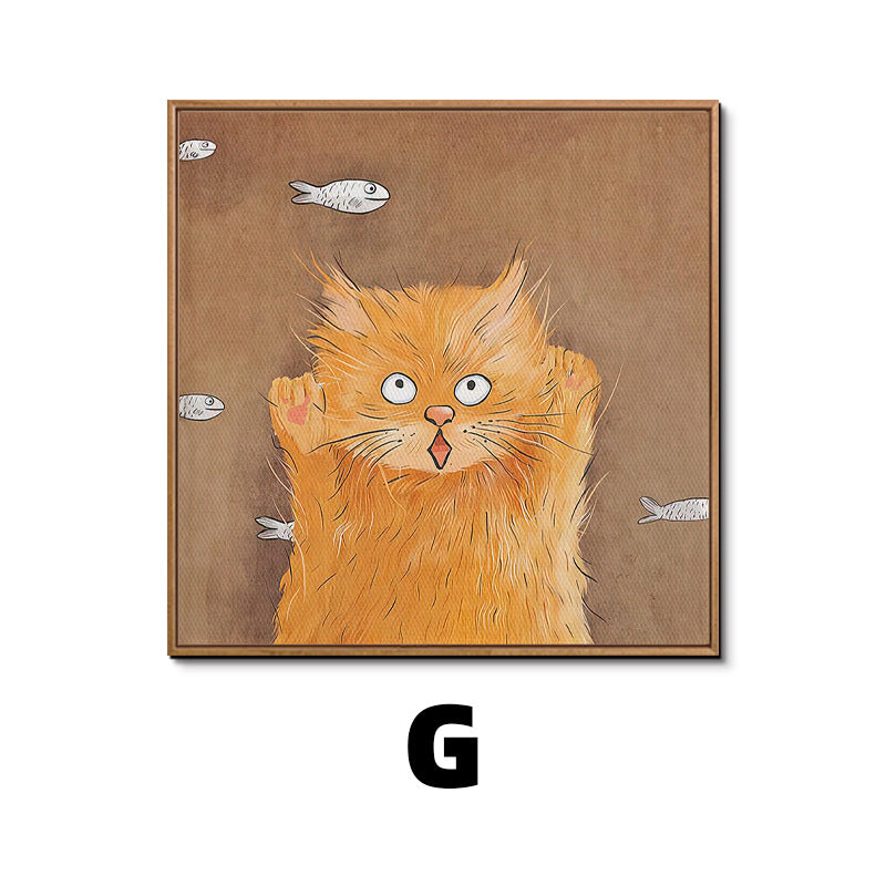 Whimsical Cat Illustration Framed Artwork Homeandso