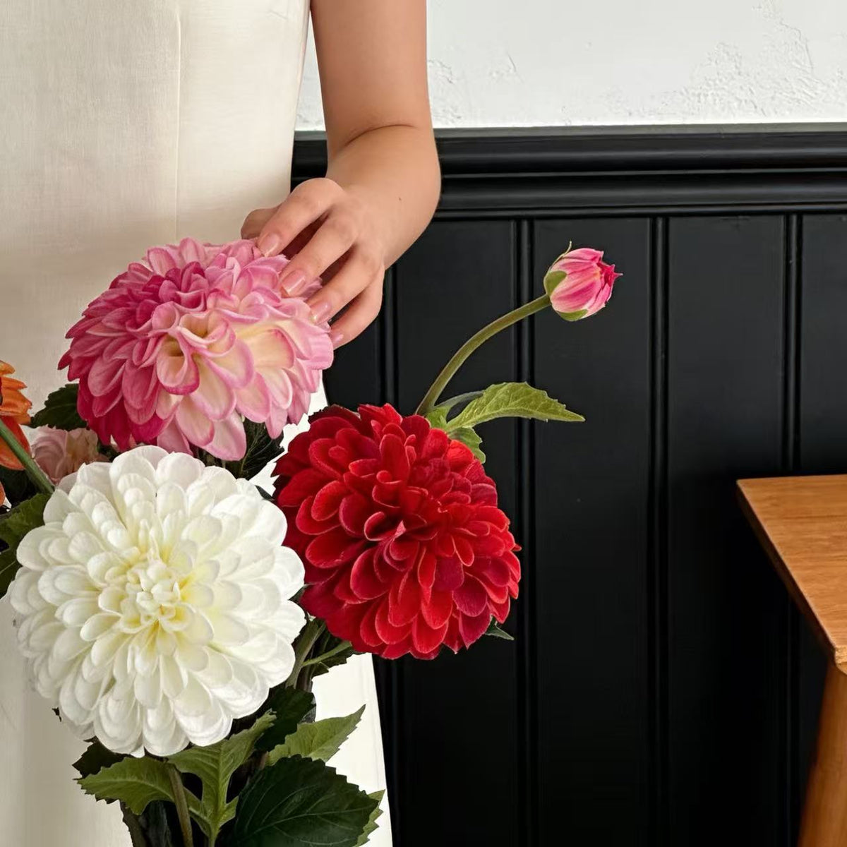 Decorative Faux Dahlia Flower Stem for Home Decor