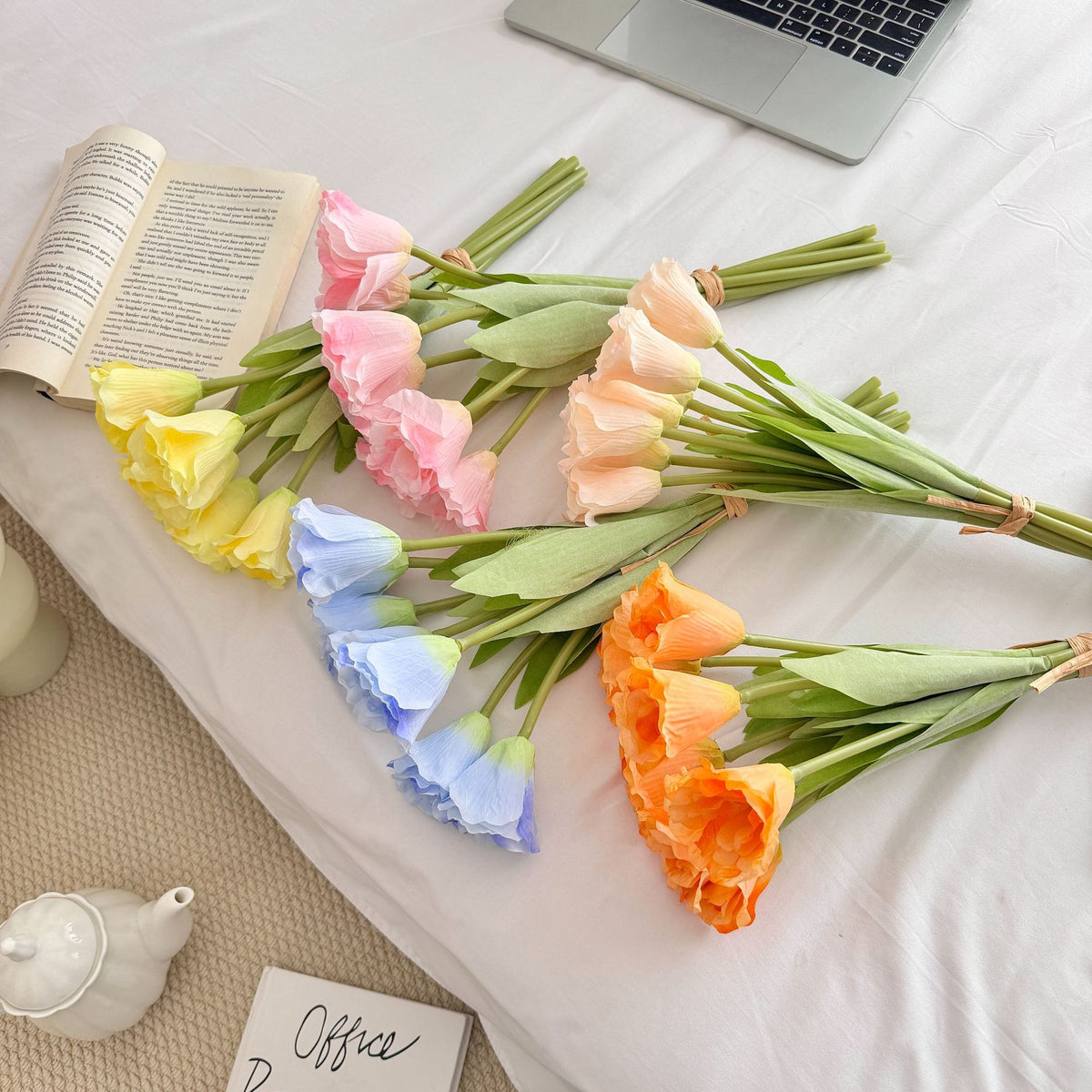 Realistic Silk Tulip Bouquet for Home Display