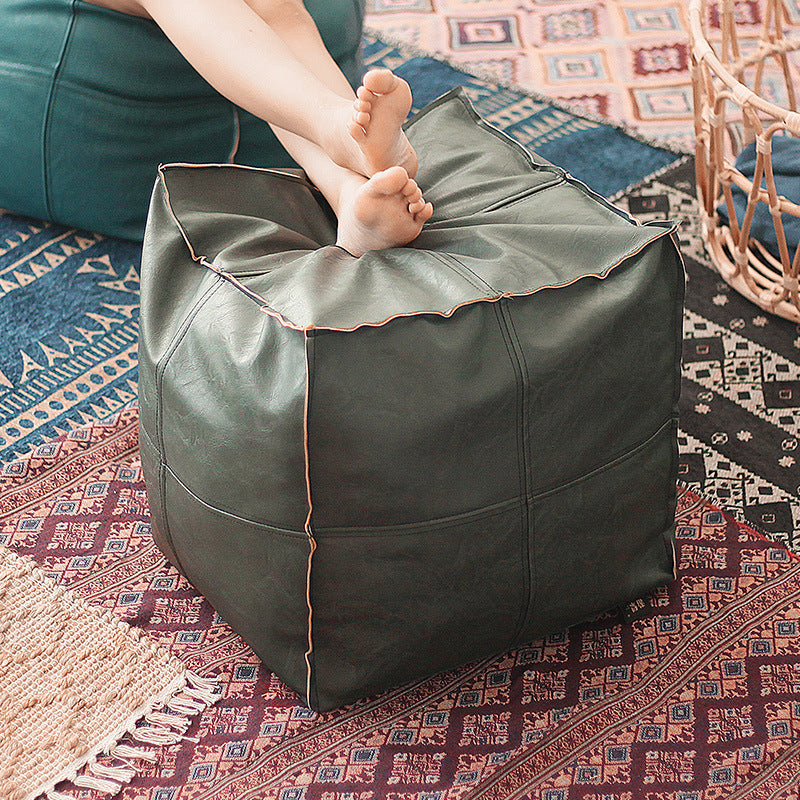Faux Leather Upholstered Floor Pouf