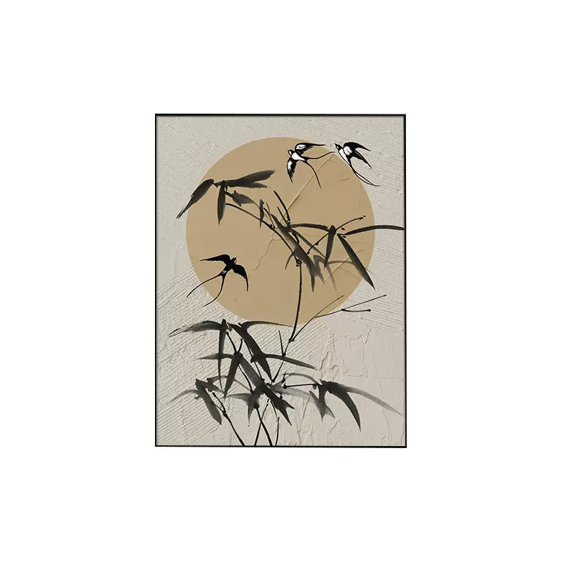 Decorative Wall Art with Bamboo and Bird Motif Homeandso