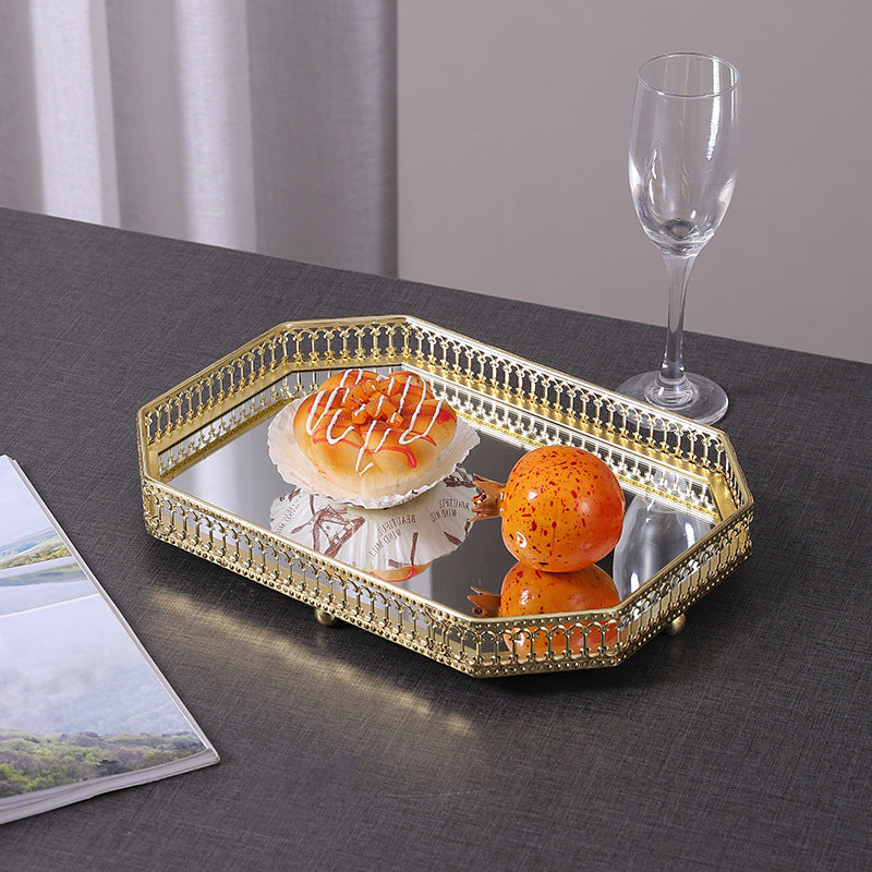 Elegant Mirrored Decorative Serving Tray Homeandso
