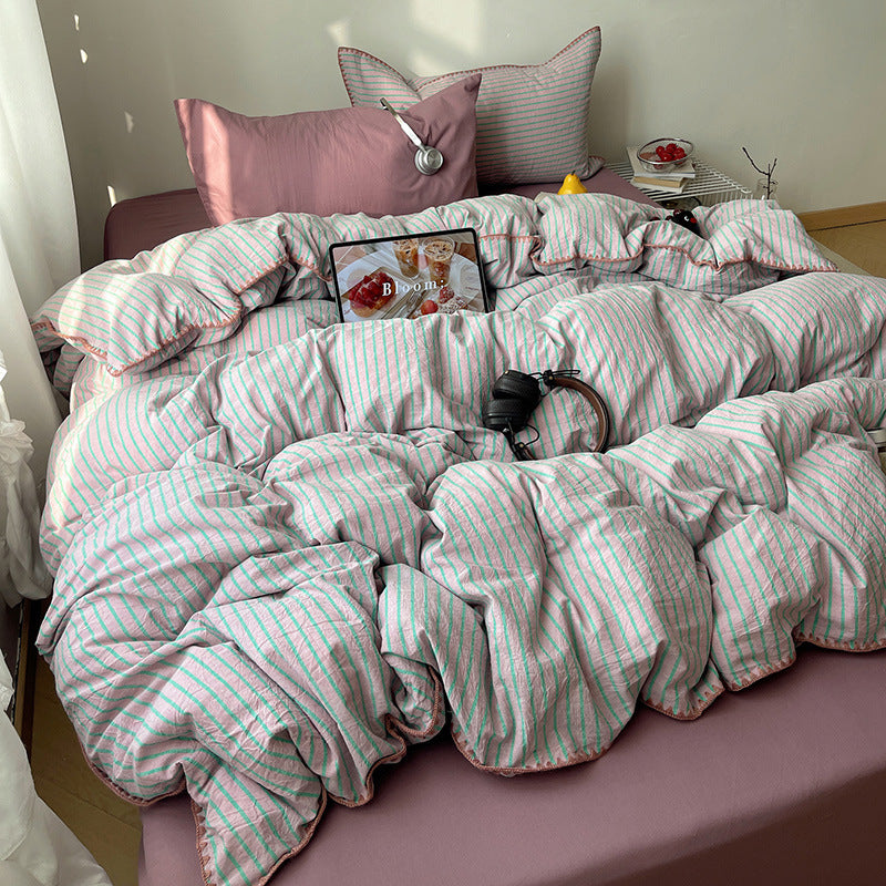 Decorative Striped Duvet Cover Set Homeandso