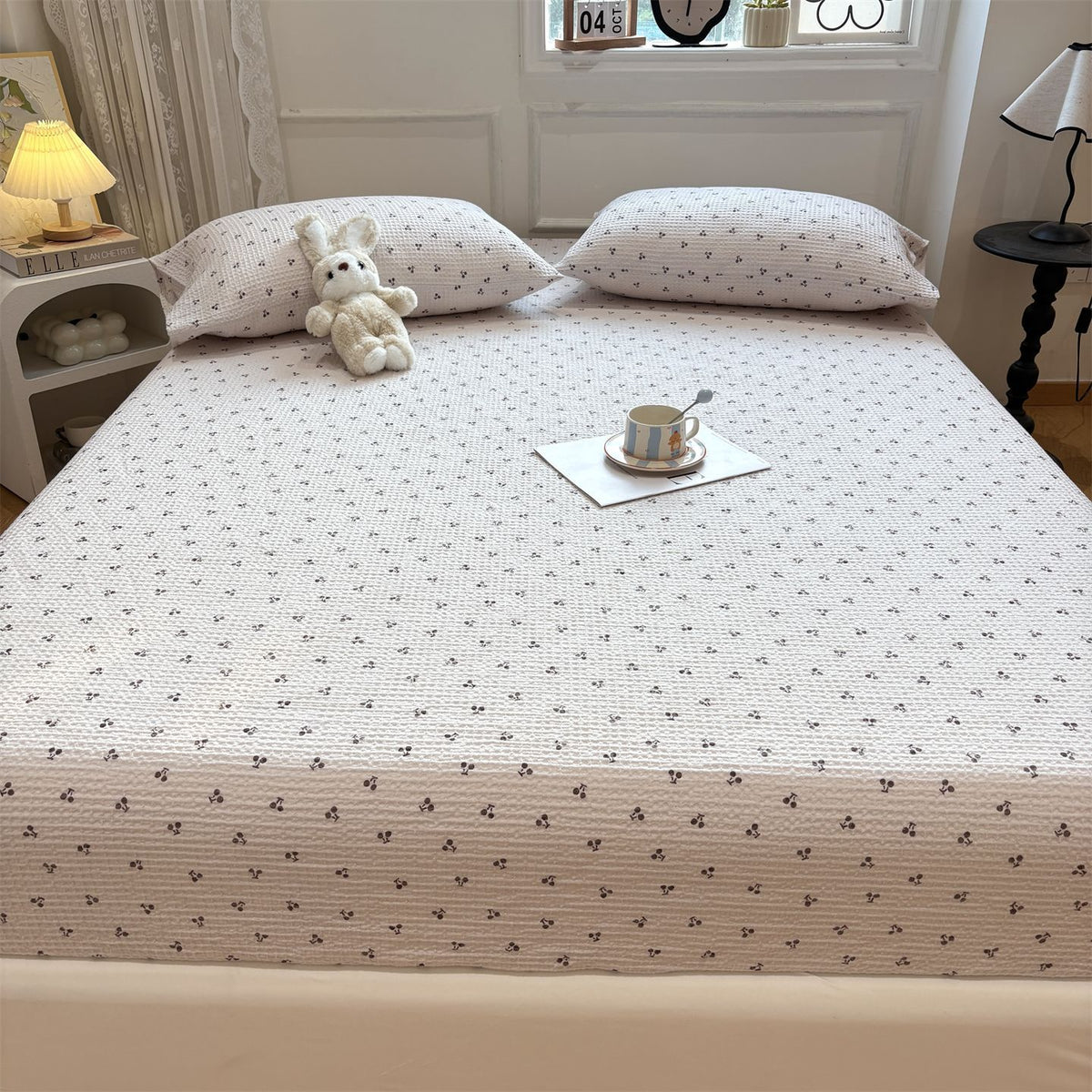 Decorative Textured Cotton Mattress Protector Homeandso
