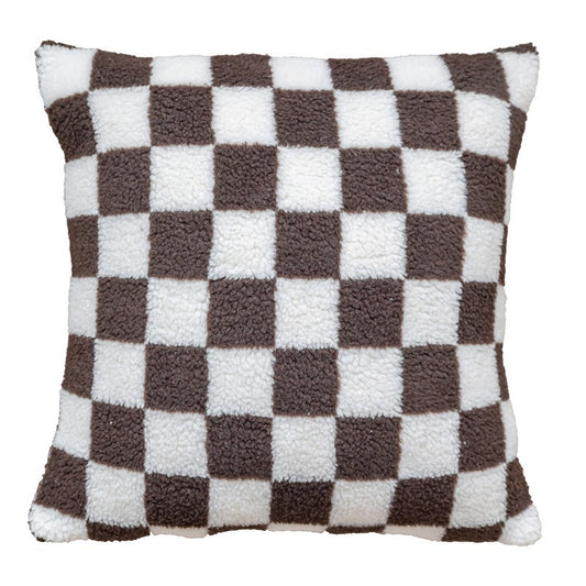 Plush Checkerboard Throw Pillow