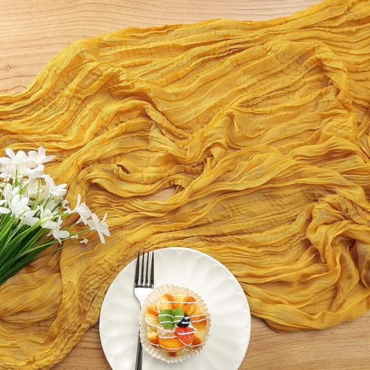 Wo Elegant Crinkled Chiffon Table Runner