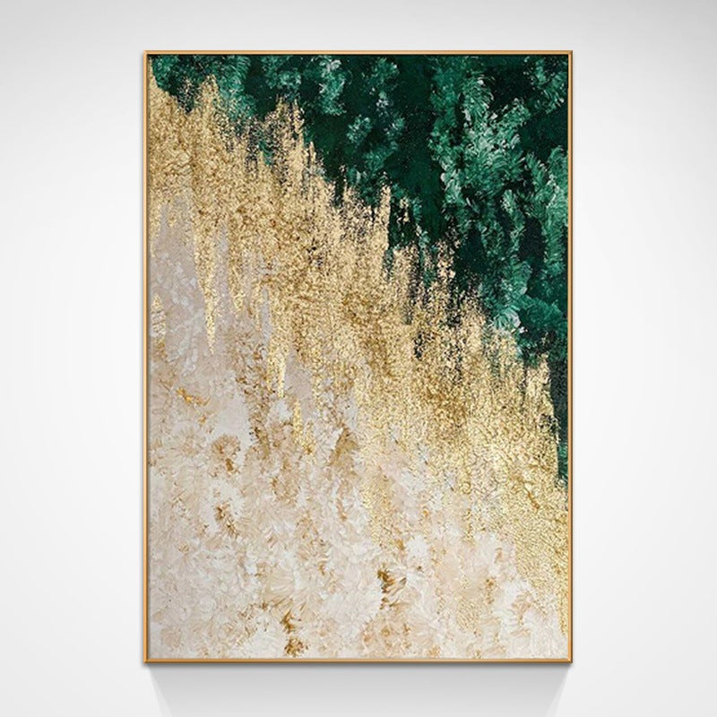 Textured Abstract Gold and Green Canvas Wall Art Homeandso
