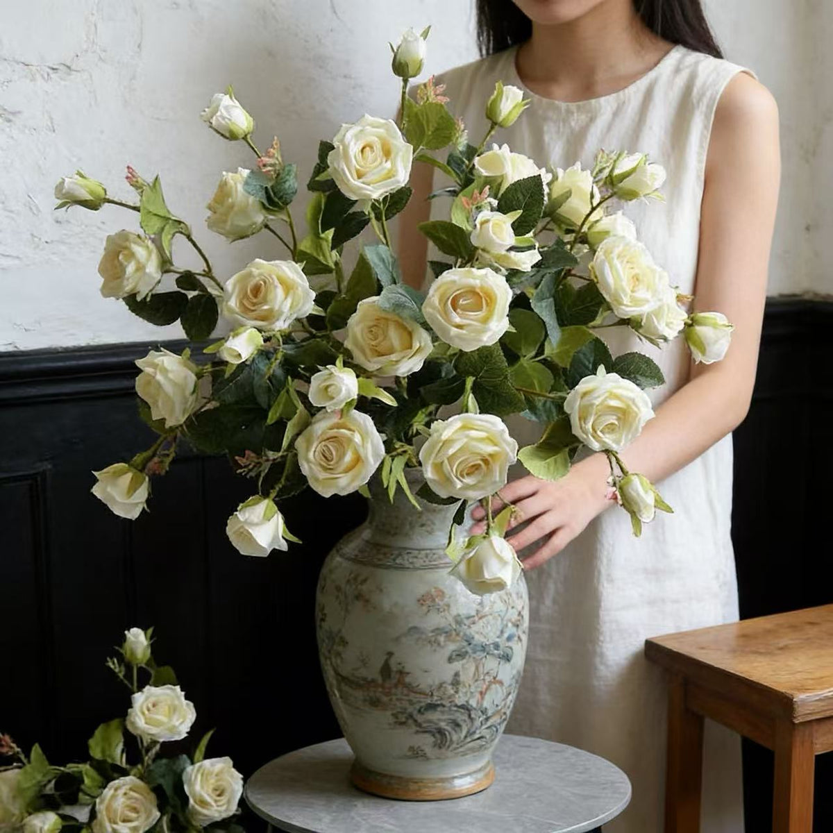 Decorative Faux Rose Floral Arrangement for Home