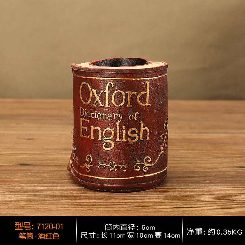 Decorative Book-Shaped Pen Holder Homeandso