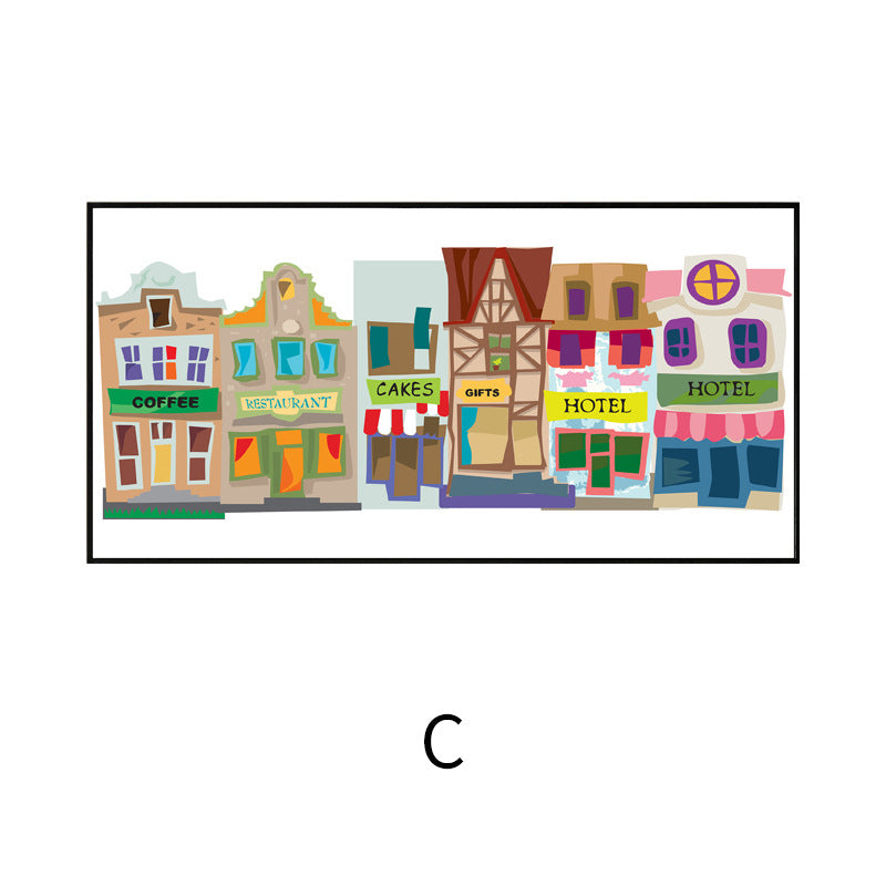 Framed Illustrative Cityscape Wall Art Homeandso