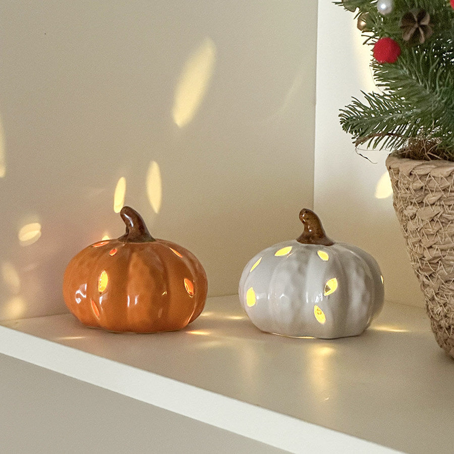 Decorative Ceramic Pumpkin Lantern Set