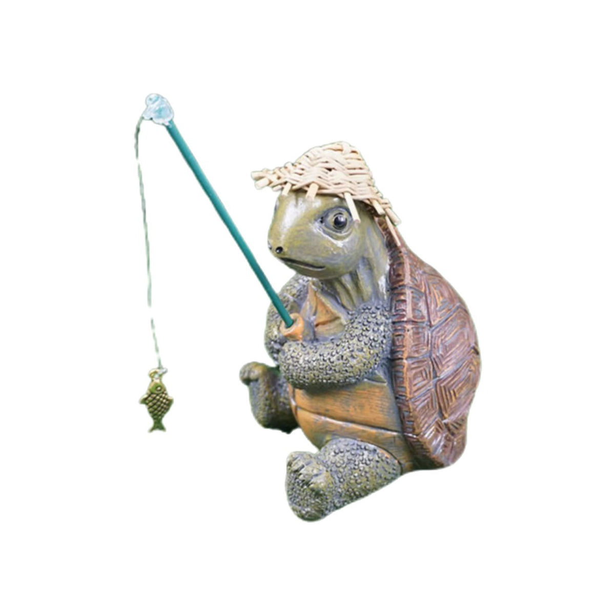 Playful Turtle Fishing Figurine Homeandso