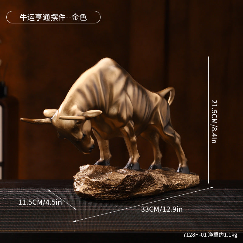 Decorative Golden Bull Sculpture Homeandso