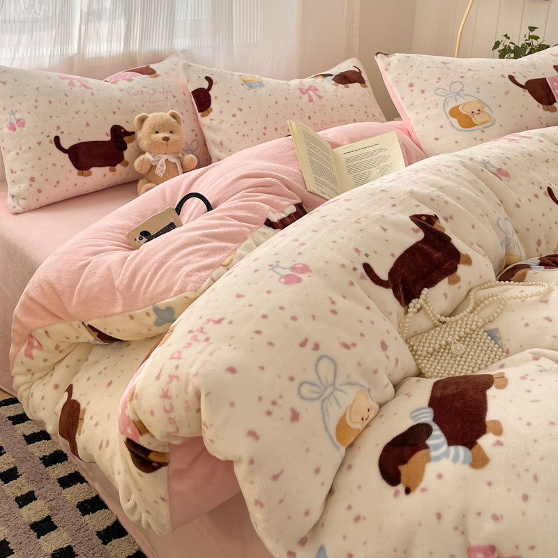 Soft Plush Cartoon-Themed Duvet Cover Set
