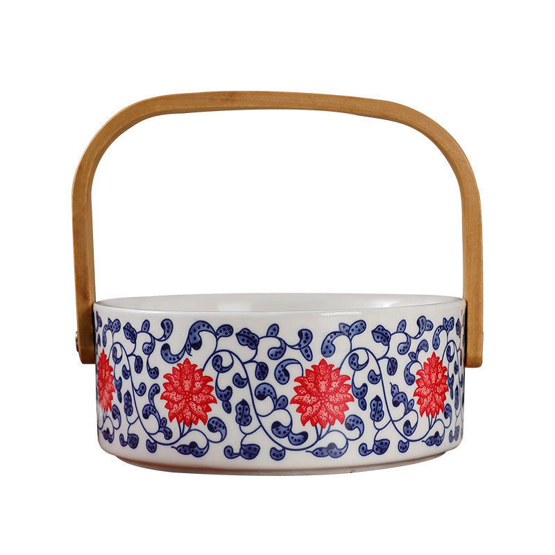 Decorative Storage Basket with Wooden Handle Homeandso