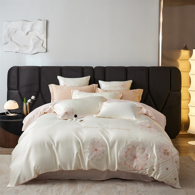 Decorative Floral Embroidered Duvet Cover Set Homeandso