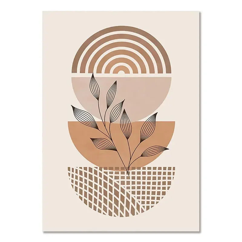 Terracotta Sun Minimalist Abstract Wall Art Canvas Print for Home