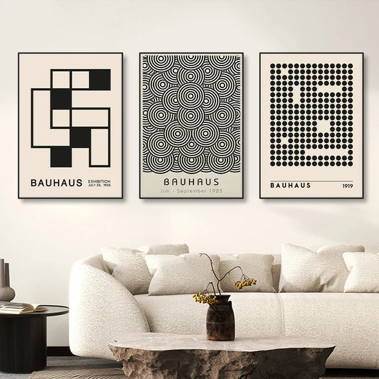 Vintage Retro Geometric Bauhaus Canvas Print Wall Art for Home Decor