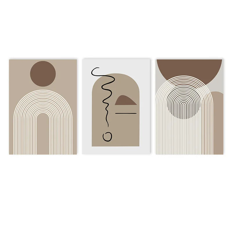 Abstract Beige Brown Minimalist Geometric Wall Art Fine Art Canvas Prints Pictures For Modern Living Room Dining Room Art For Contemporary Home Decor | Home&so-Homeandso