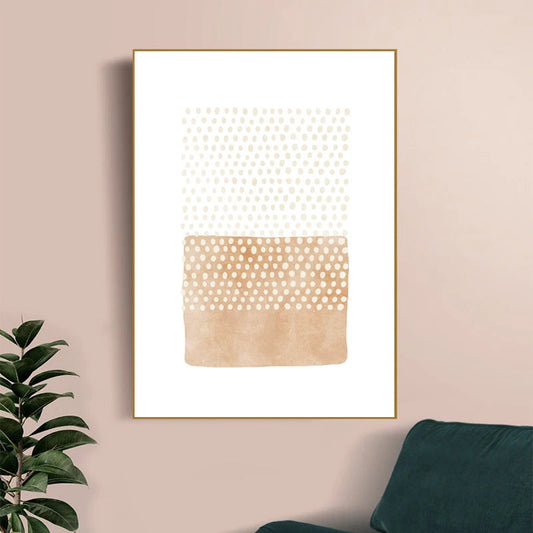 Abstract Minimalist Scandinavian Dot Art Wall Art Fine Art Canvas Prints Shades Of Beige Black Brown Neutral Color Pictures For Modern Living Room Home Decor | Home&so-Homeandso
