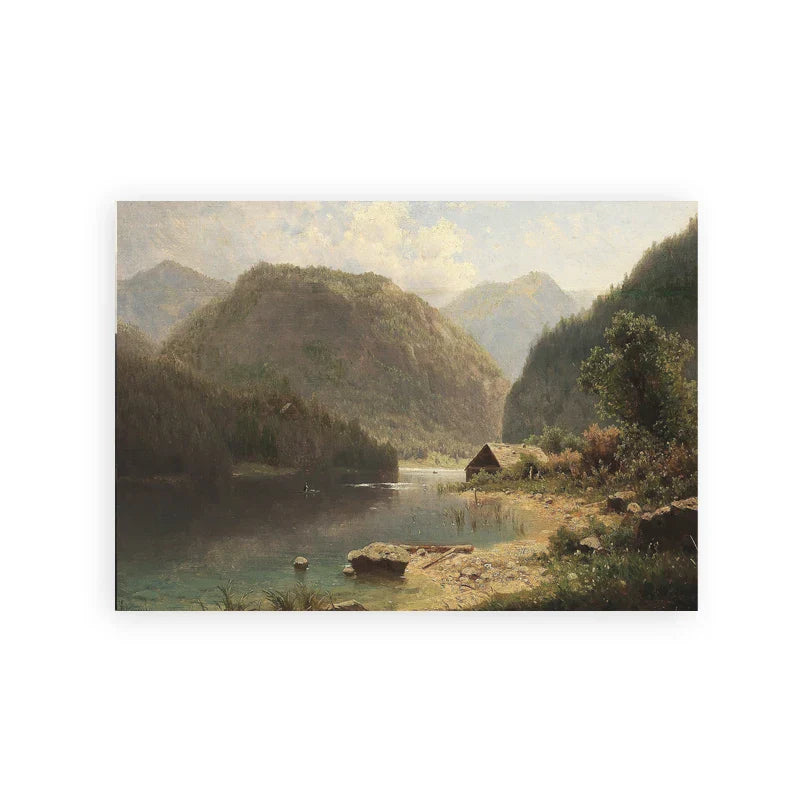 Rustic Vintage Landscape Oil Painting Mountain Forest Wall Art Fine Art Canvas Prints Gallery Wall Pictures For Living Room Dining Room Art Decoration | Home&so-Homeandso