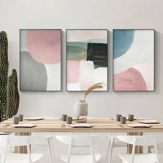 Subtle Shades Of Pink & Blue Watercolor Abstract Wall Art Fine Art Canvas Prints For Modern Apartment Living Room Bedroom Art For Contemporary Interiors | Home&so-Homeandso