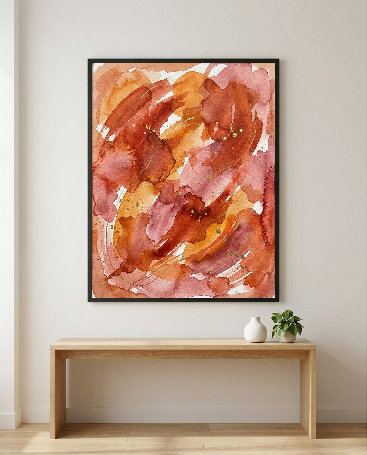 Terracotta Bloom - Rust & Burnt Orange Abstract Framed Print-Homeandso