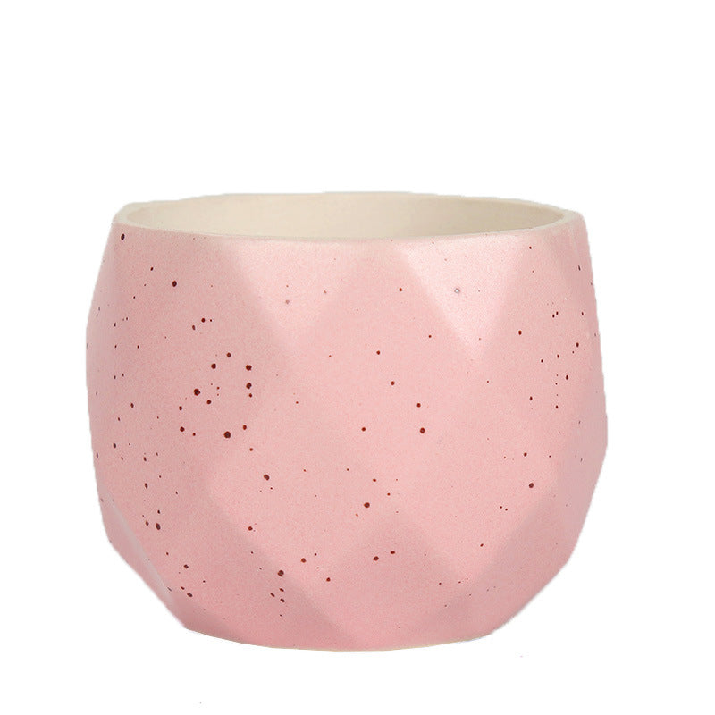 Textured Geometric Ceramic Plant Pot